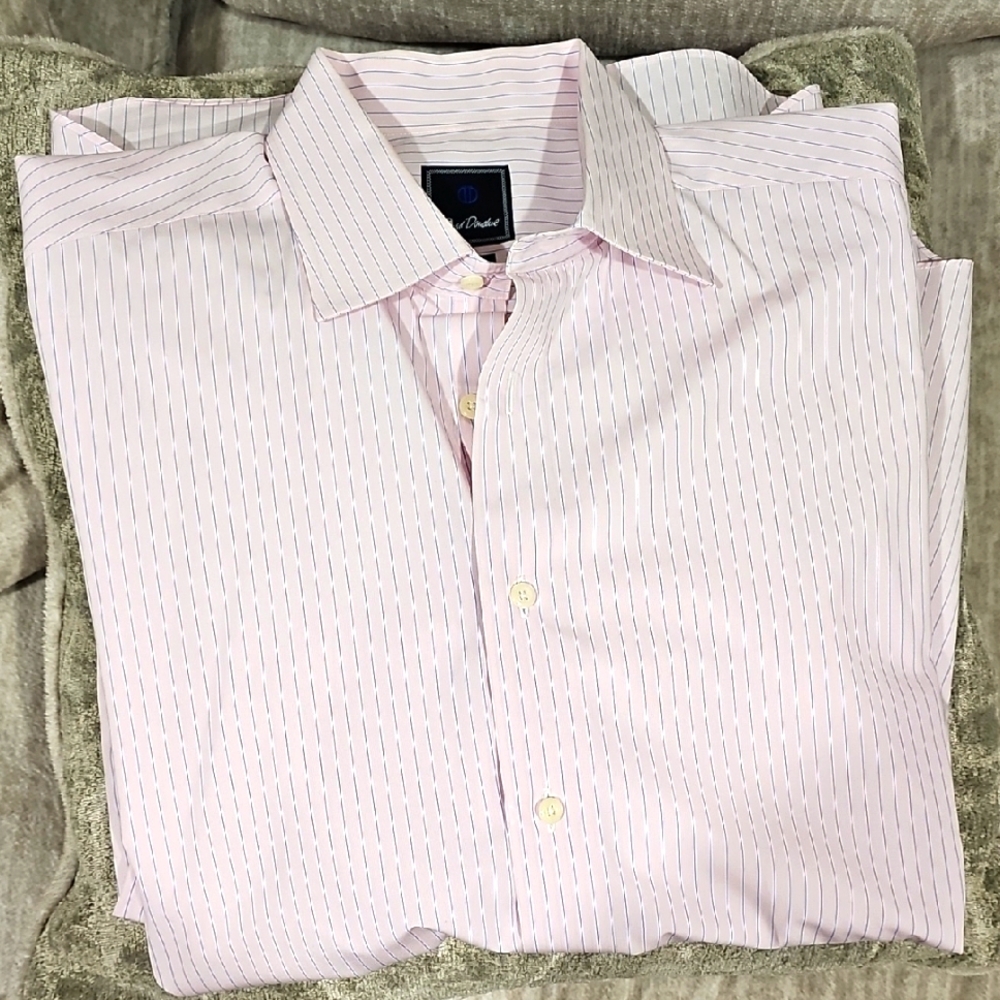 David Donahue Light Pink with Blue Stripes Formal Shirt